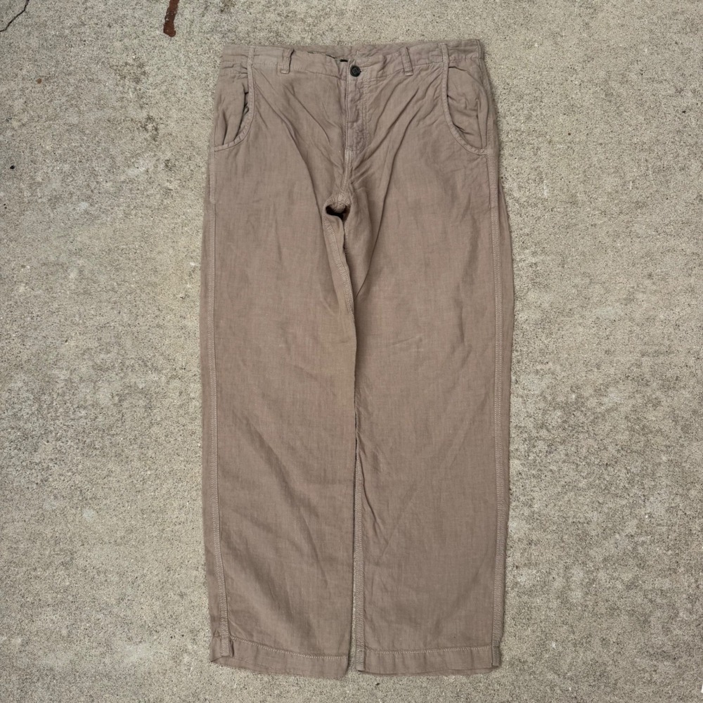 Murano Linen Trousers Mens 36x30 Brown Button Fly Baird McNutt Casual Beachy